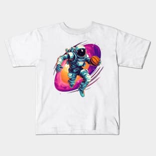 Astronauts playing basketball in space Kids T-Shirt